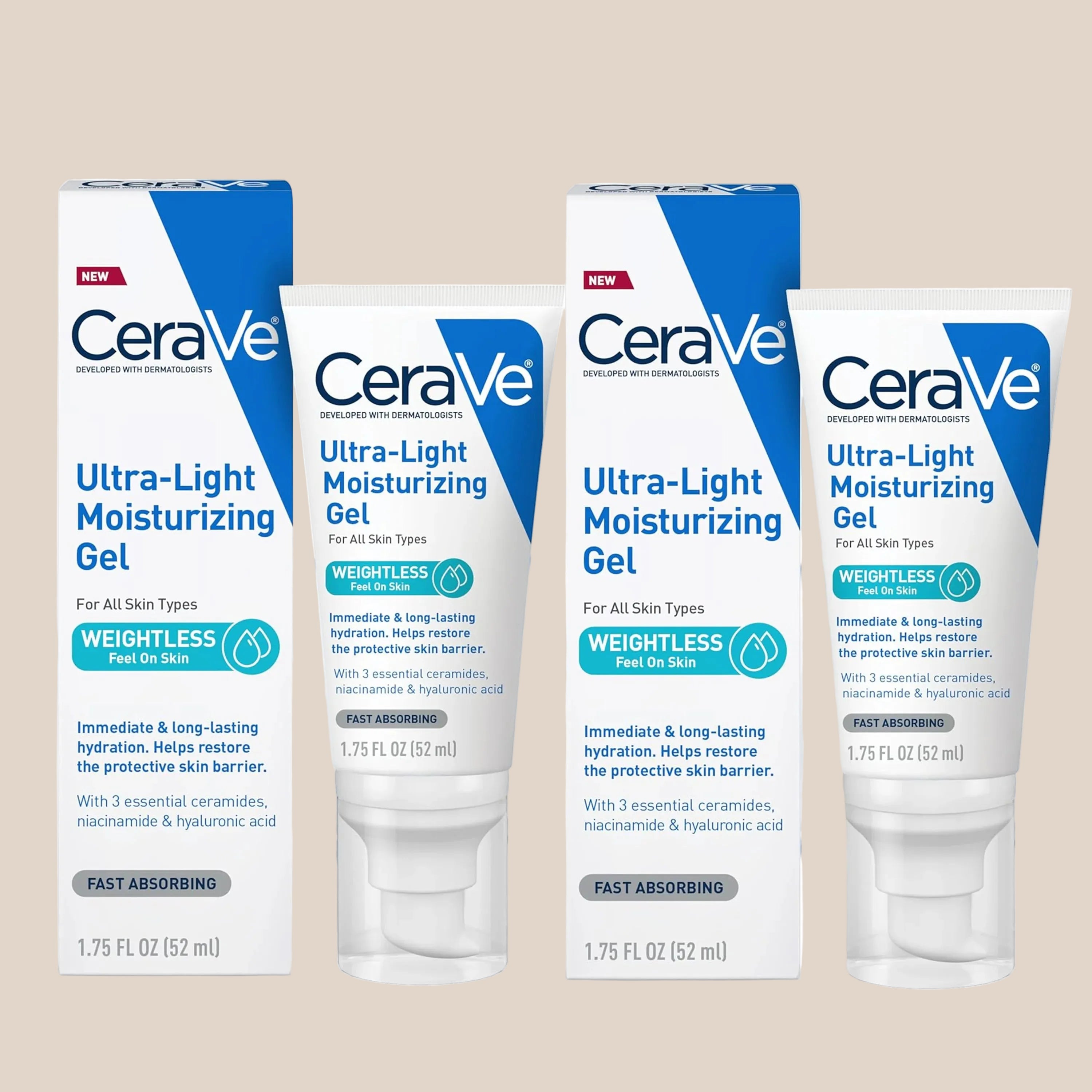 CeraVe Ultra-Light Moisturizing Gel with Ceramides, Niacinamide & Hyaluronic Acid