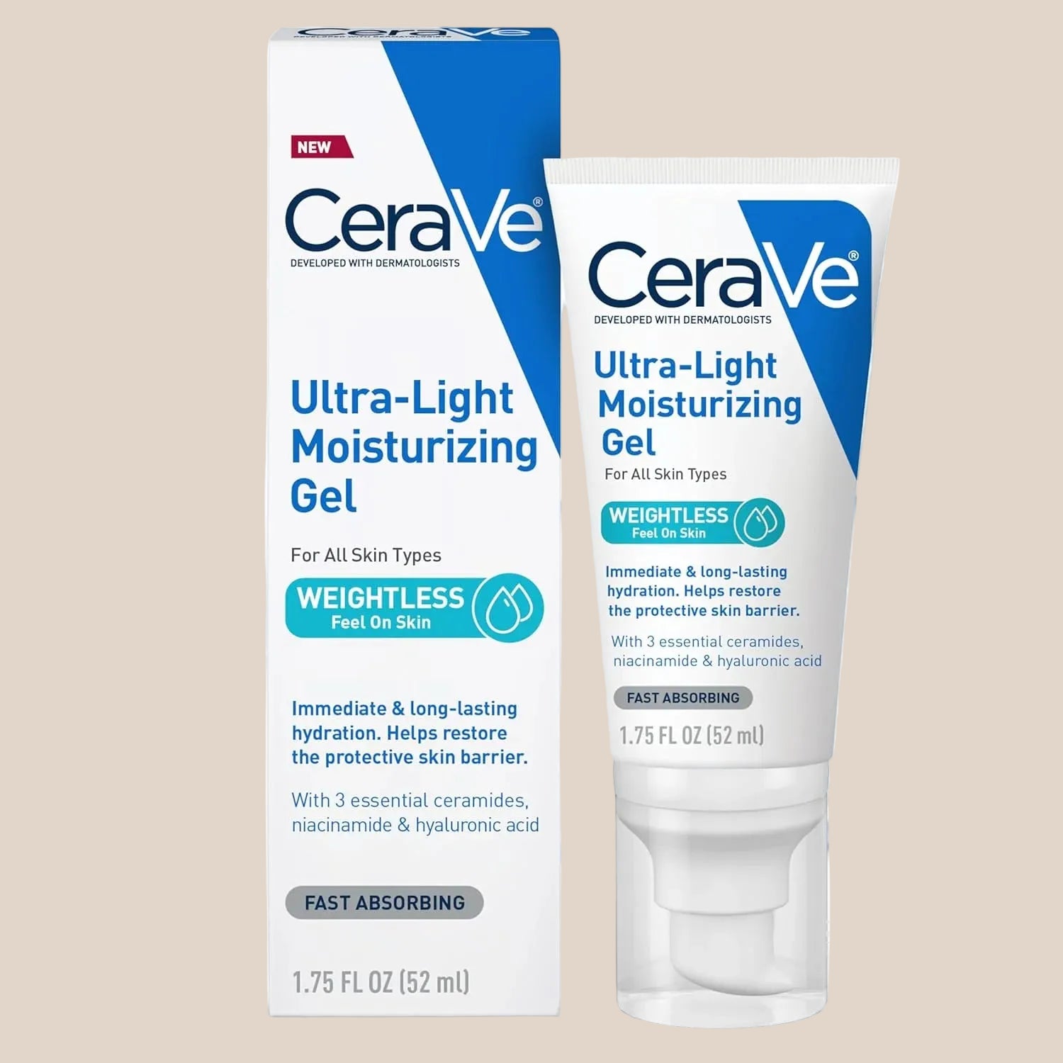 CeraVe Ultra-Light Moisturizing Gel with Ceramides, Niacinamide & Hyaluronic Acid